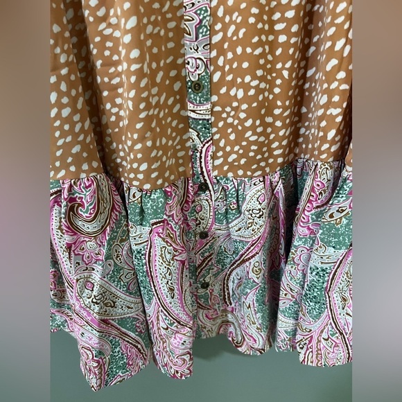 NWOT Entro Size small Button Front Ruffle Hem Sheer Lined Dress Pockets! - Picture 5 of 5